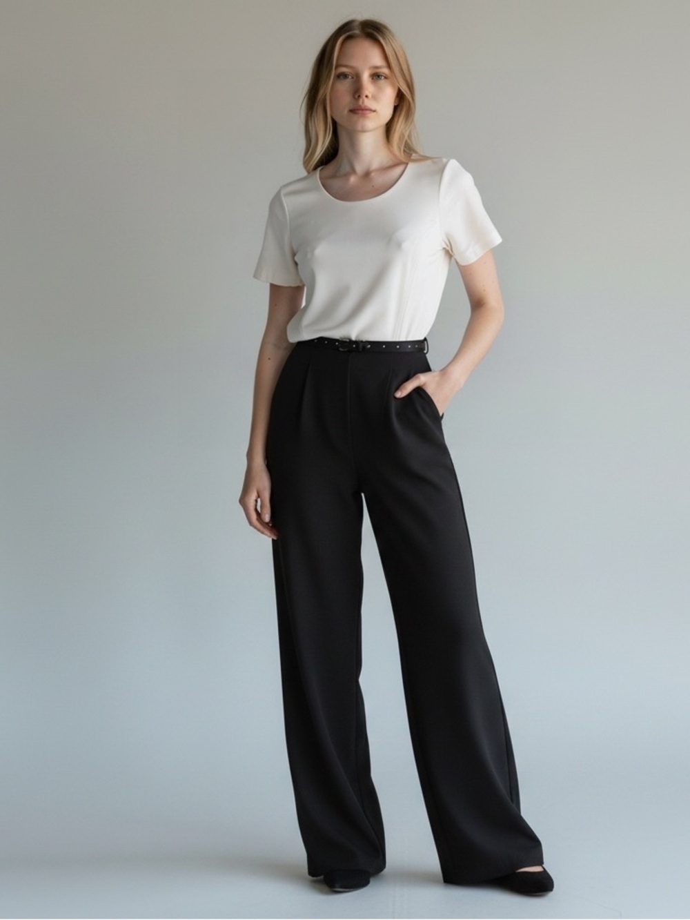 Tommy Hilfiger Two-Tone Short Sleeve Wide-Leg Jumpsuit - Black & Cream 4P